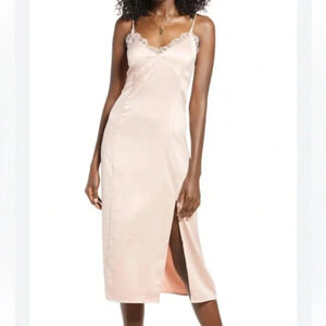Open Edit Lace & Satin Slipdress